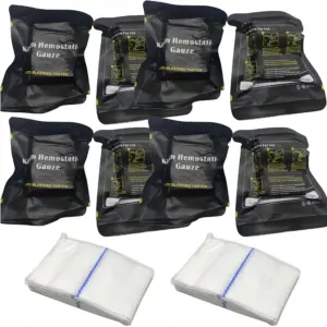 4-10pcs Hemostatic Kaolin Gauze Combat Emergency Trauma  Soluble for Tactical Military First Aid Kit Medical Wound Dressing